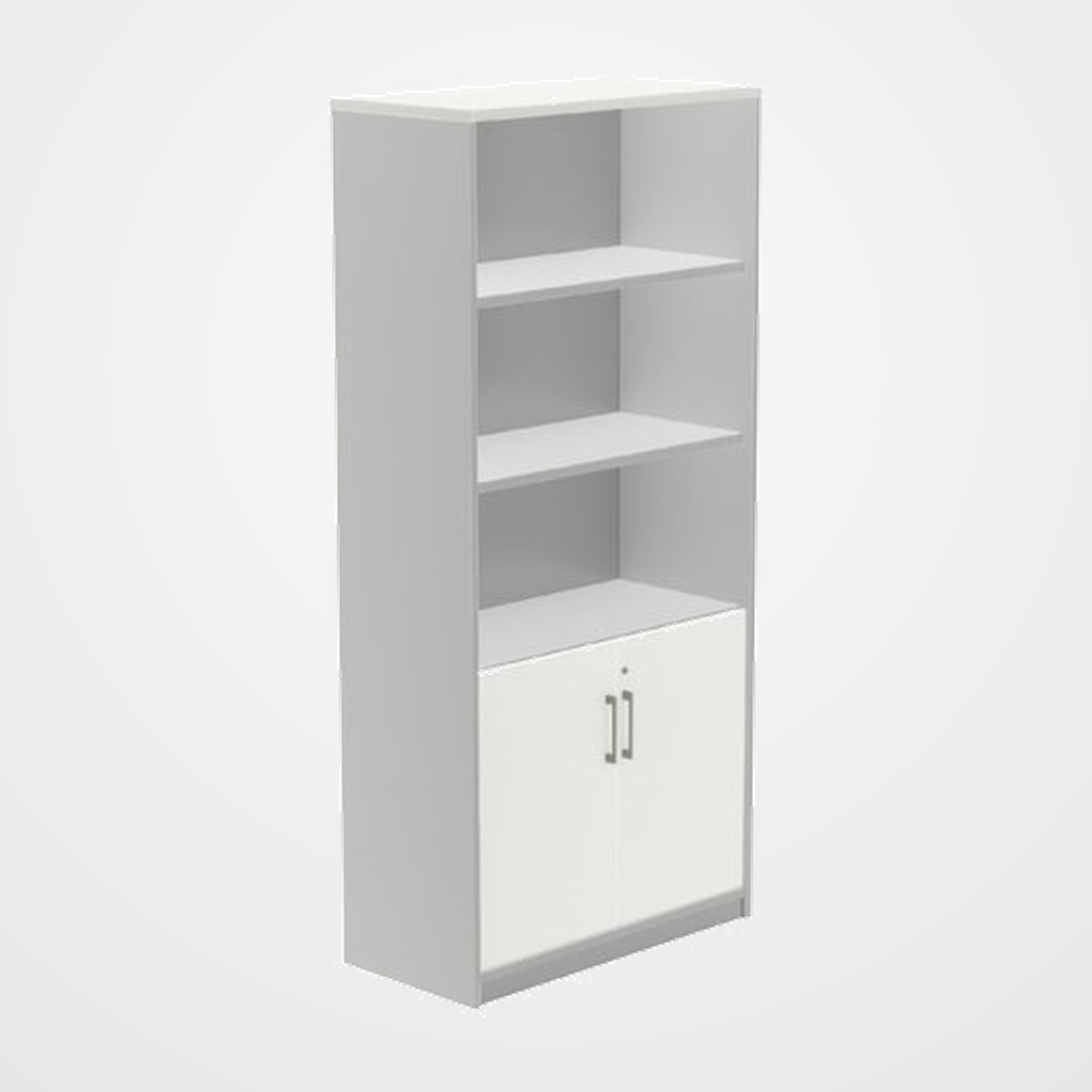 ARMARIO ROCADA CON PUERTAS BAJAS 195x90x45 ESTRUCTURA GRIS Y TAPA BLANCO