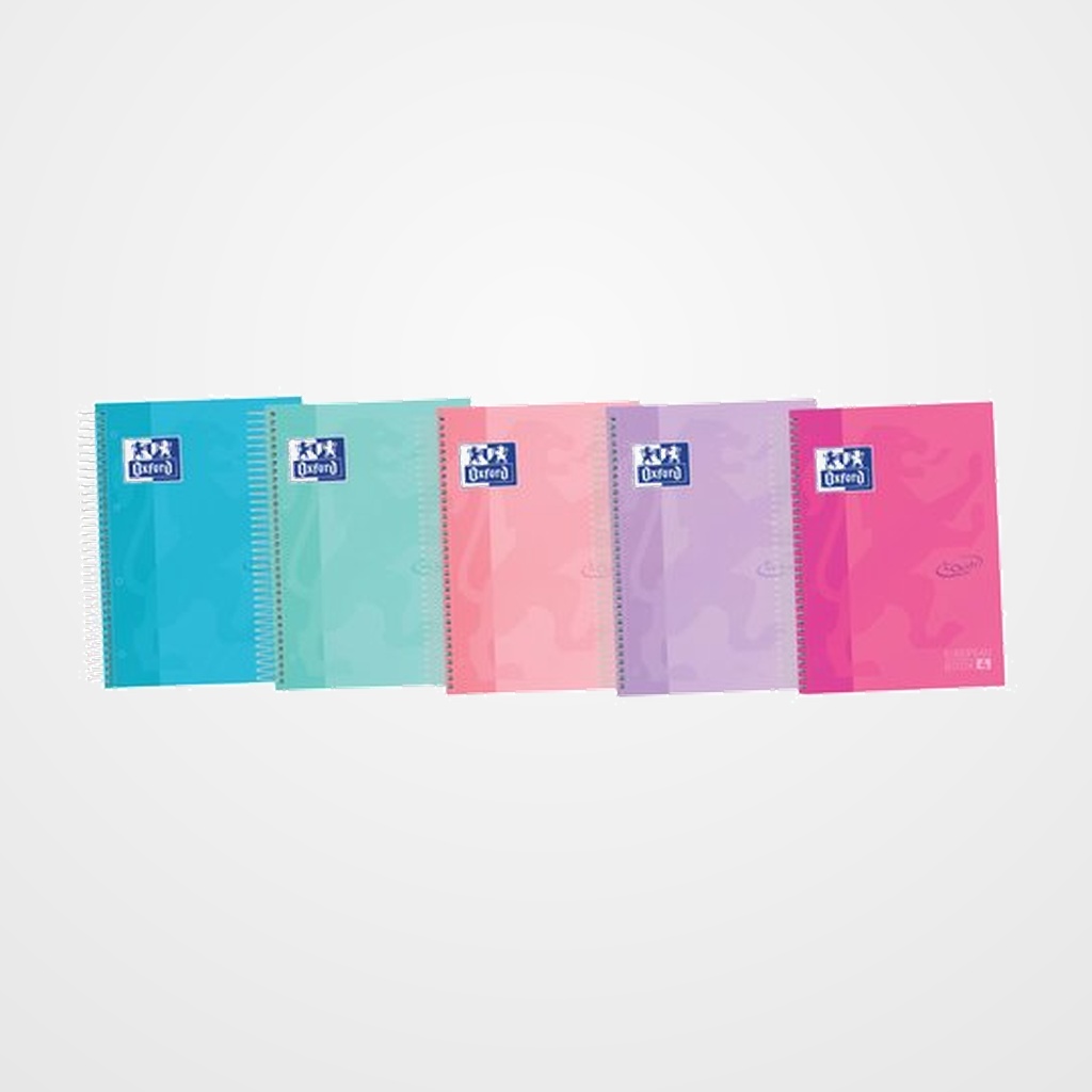 BLOC OXFORD SCHOOL EU.BOOK 4 TOUCH micro.tapa EXTRA A5+ 120h CUADRIC.5x5 90g SURTIDO (5 col. pastel)