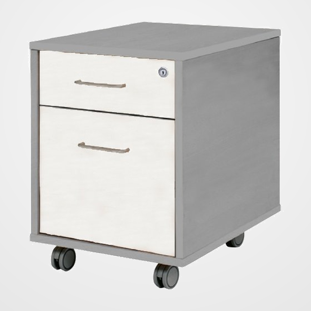 CAJONERA ROCADA con RUEDAS 40x59,5x58 con 1 CAJON + CARPETERO ESTRUCTURA GRIS FRONTALES BLANCO