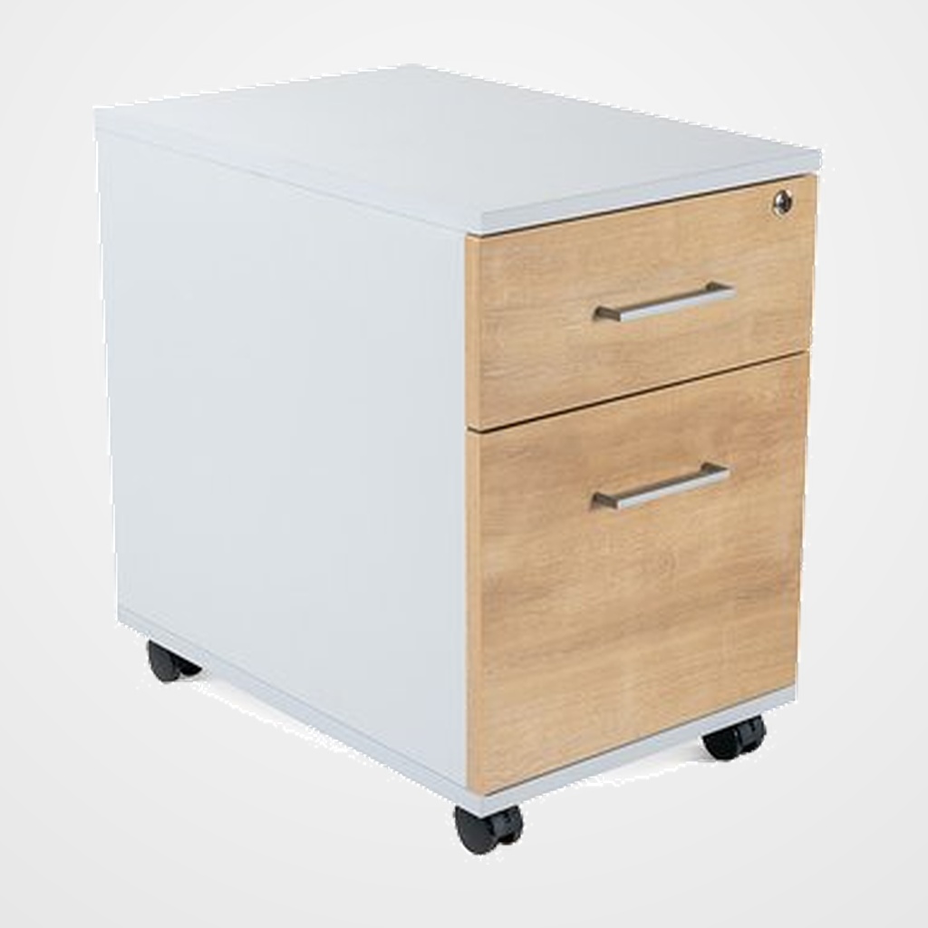 [24406104] CAJONERA ROCADA con RUEDAS 40x59,5x58 con 1 CAJON + CARPETERO ESTRUCTURA GRIS FRONTALES ROBLE