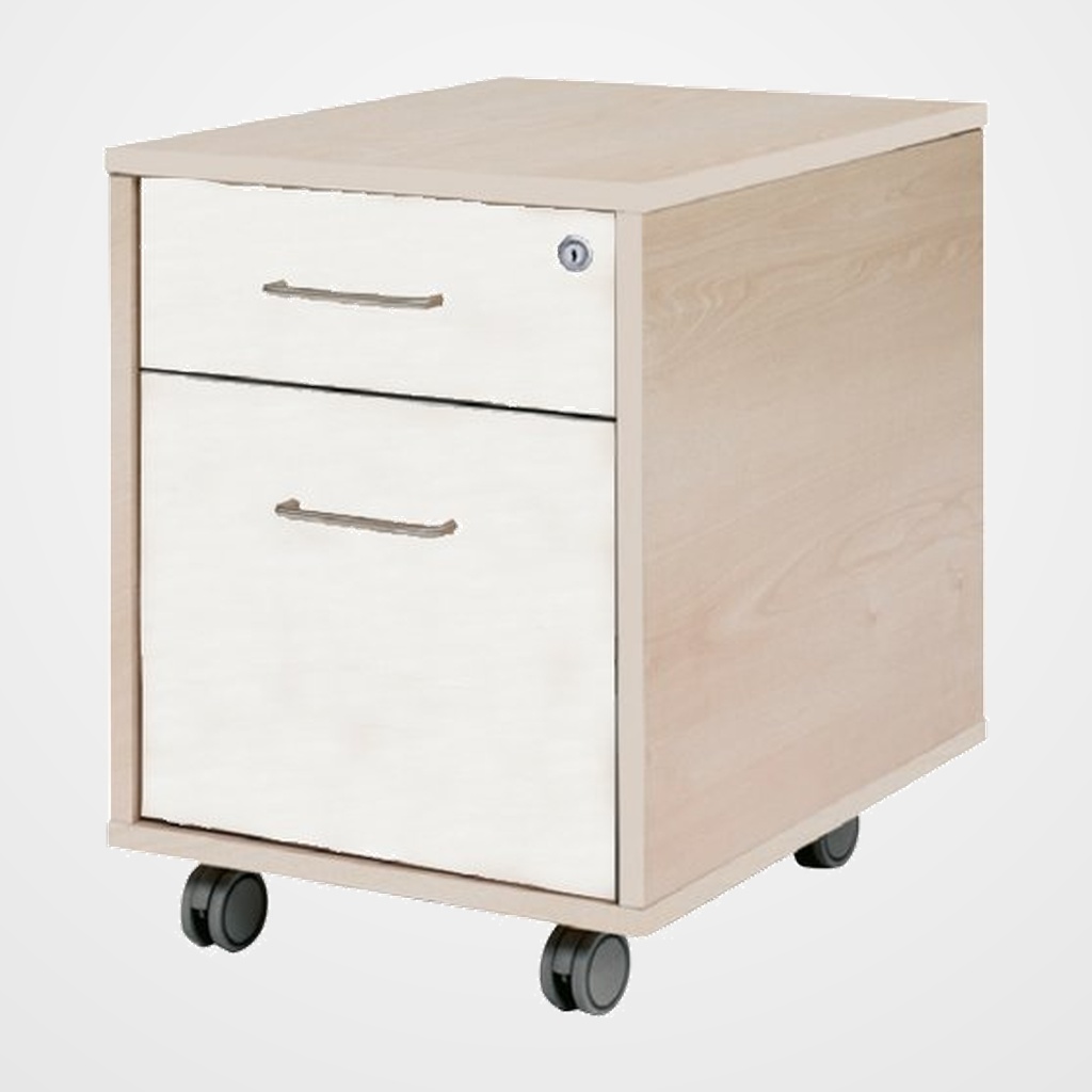 [24406102] CAJONERA ROCADA con RUEDAS 40x59,5x58 con 1 CAJON + CARPETERO ESTRUCTURA HAYA FRONTALES BLANCO