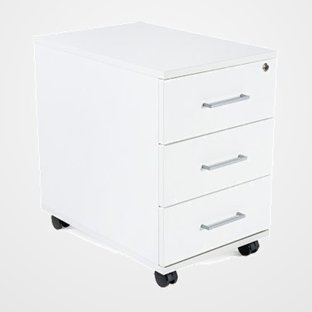 CAJONERA ROCADA con RUEDAS 40x59,5x58 con 3 CAJONES ESTRUCTURA BLANCO FRONTALES BLANCO