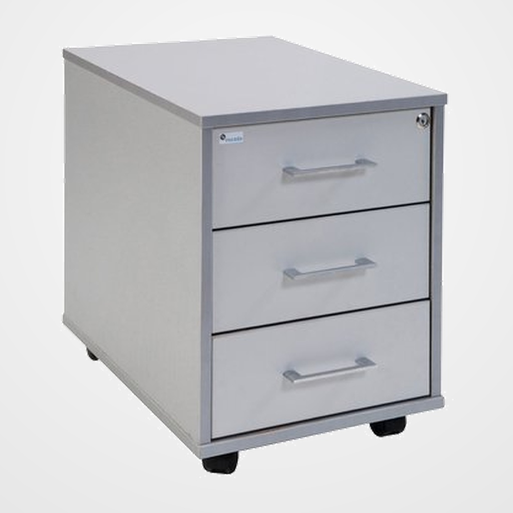 CAJONERA ROCADA con RUEDAS 40x59,5x58 con 3 CAJONES ESTRUCTURA GRIS FRONTALES GRIS