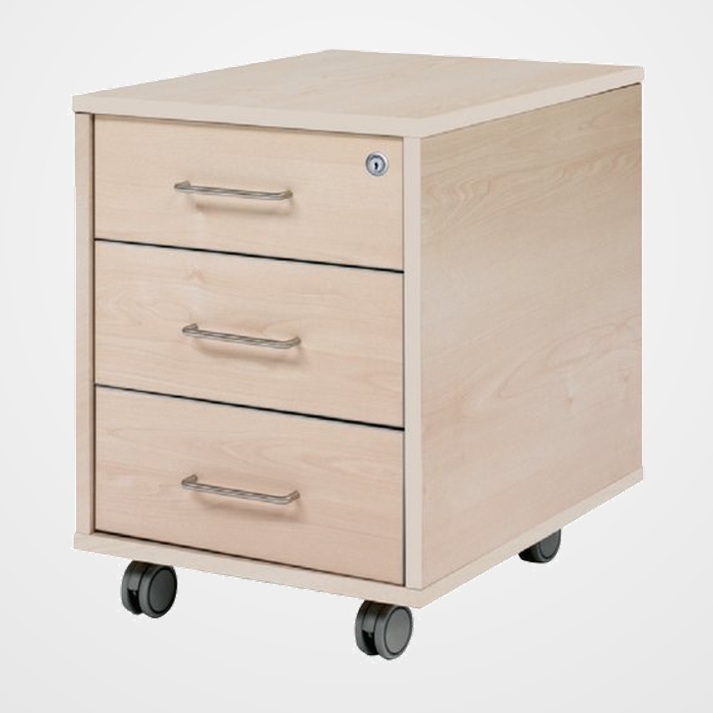 CAJONERA ROCADA con RUEDAS 40x59,5x58 con 3 CAJONES ESTRUCTURA HAYA FRONTALES HAYA