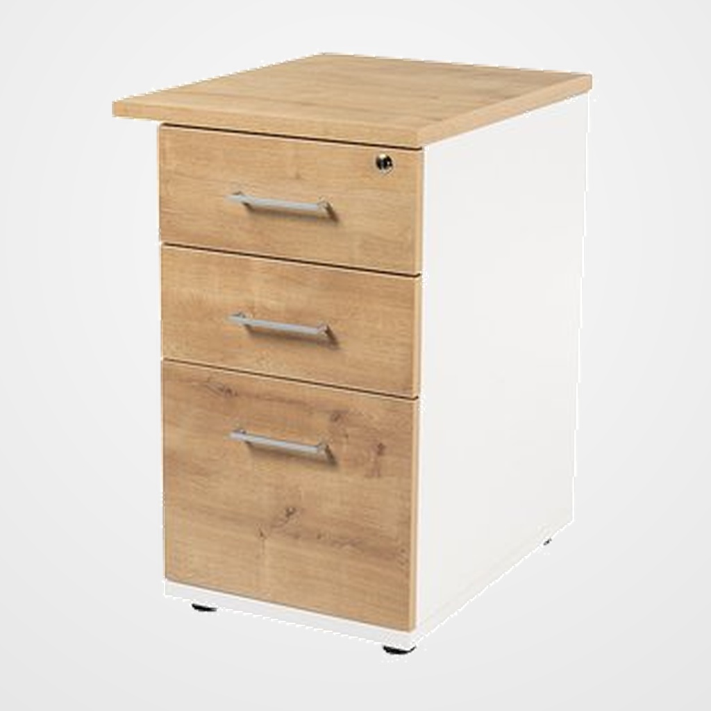 CAJONERA ROCADA 47x60x72 con 2 CAJONES + CARPETERO ESTRUCTURA BLANCO FRONTALES ROBLE