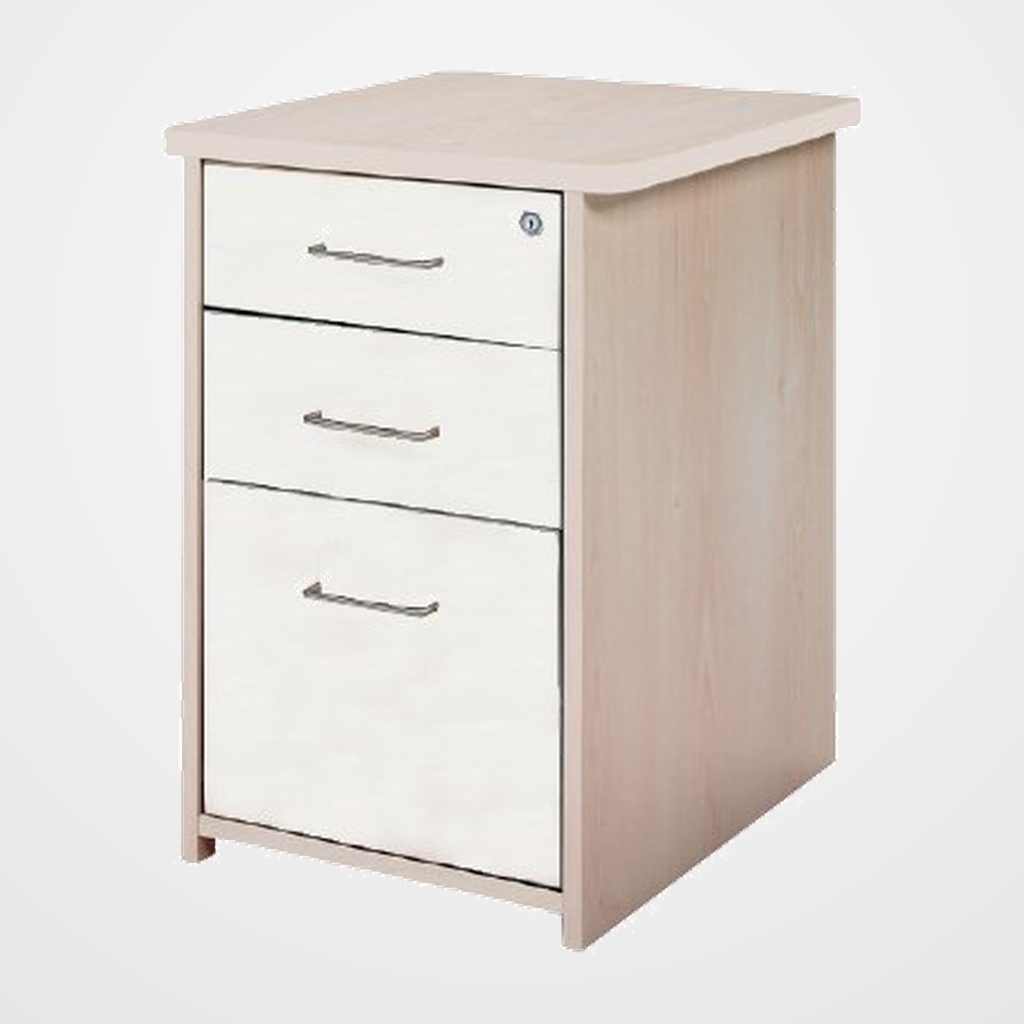 CAJONERA ROCADA 47x60x72 con 2 CAJONES + CARPETERO ESTRUCTURA HAYA FRONTALES BLANCO