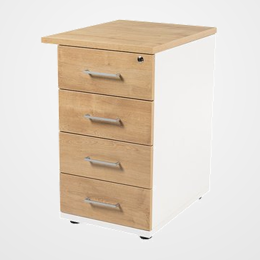 CAJONERA ROCADA 47x60x72 con 4 CAJONES ESTRUCTURA BLANCO FRONTALES ROBLE