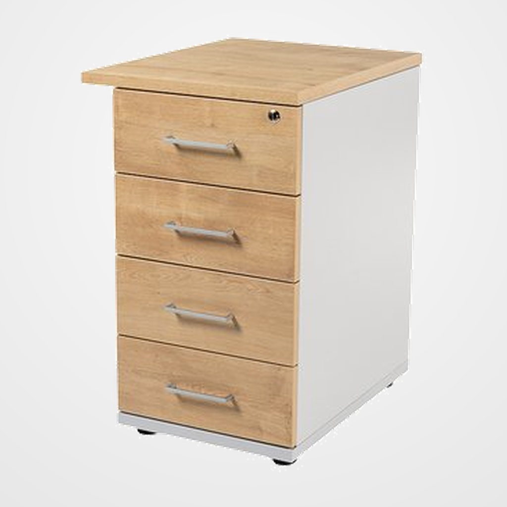 CAJONERA ROCADA 47x60x72 con 4 CAJONES ESTRUCTURA GRIS FRONTALES ROBLE