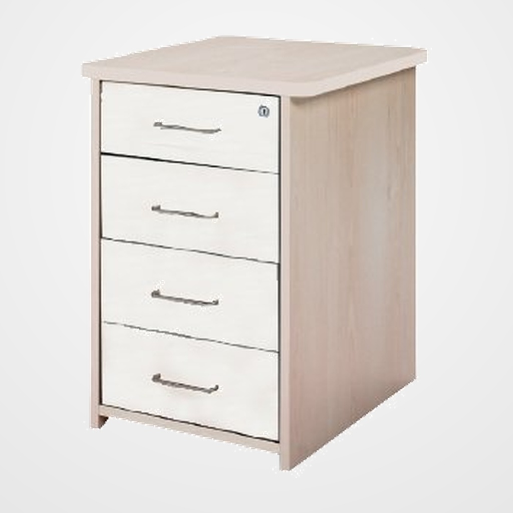 CAJONERA ROCADA 47x60x72 con 4 CAJONES ESTRUCTURA HAYA FRONTALES BLANCO