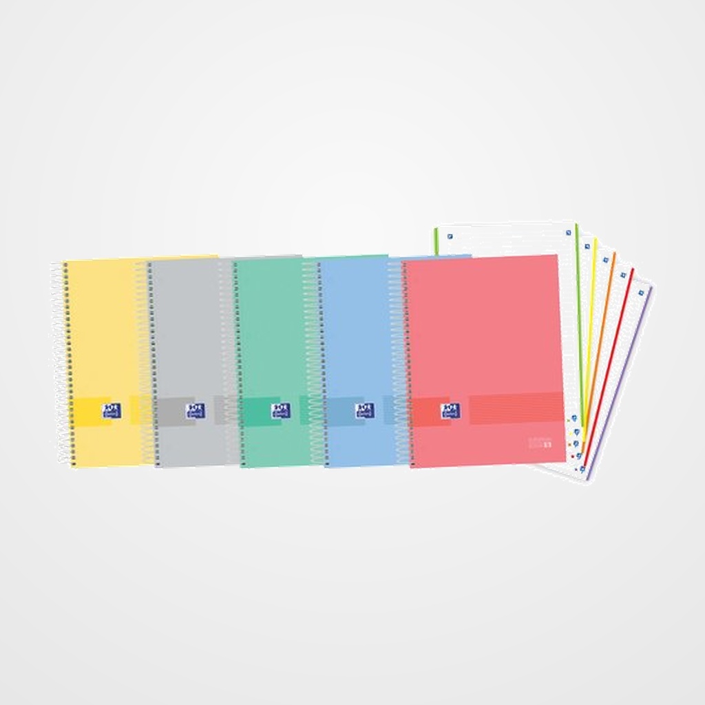 BLOC OXFORD SCHOOL EU.BOOK 5 OXFORD&YOU micro.tapa EXTRA A4+ 120h HORIZONTAL 90g SURTIDO PASTEL (5 col.)