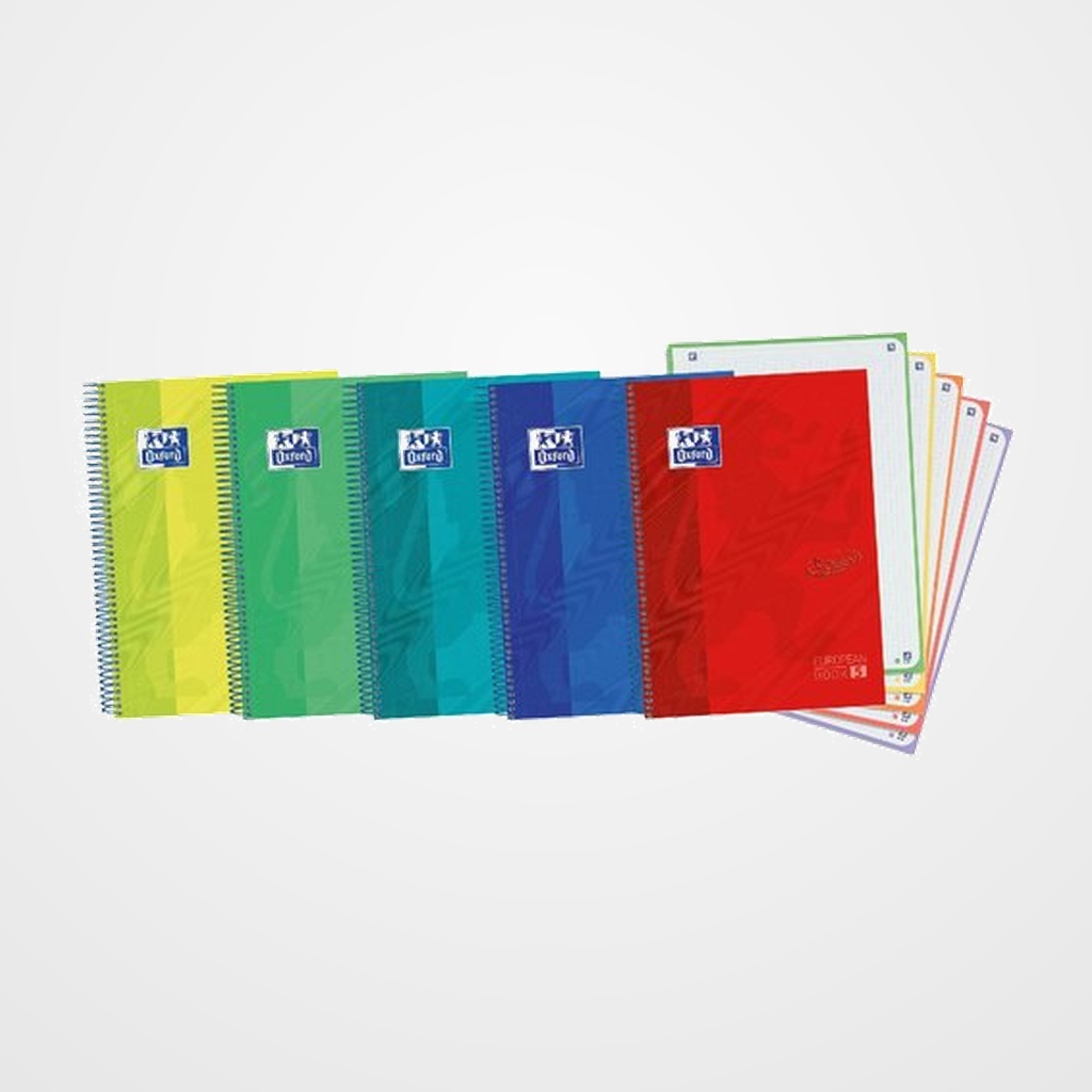 BLOC OXFORD SCHOOL EU.BOOK 5 TOUCH micro.tapa EXTRA A4+ 120h CUADRIC.5x5 90g SURTIDO (5 col. Vivos)