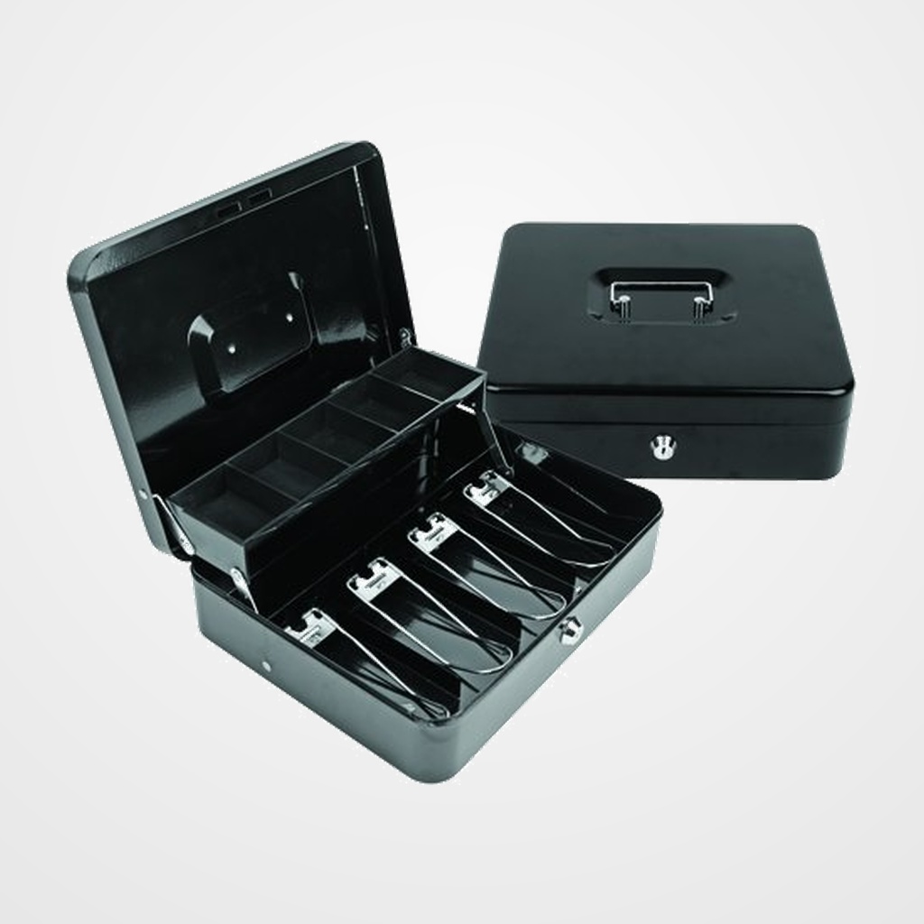 CAJA DE CAUDALES FOROFIS 30x24x9 cm  2 PISOS NEGRO