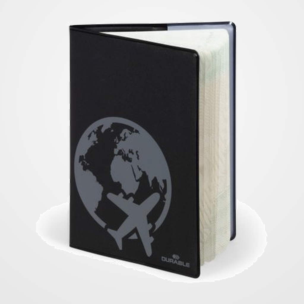 FUNDA PASAPORTE DURABLE RFID NEGRO