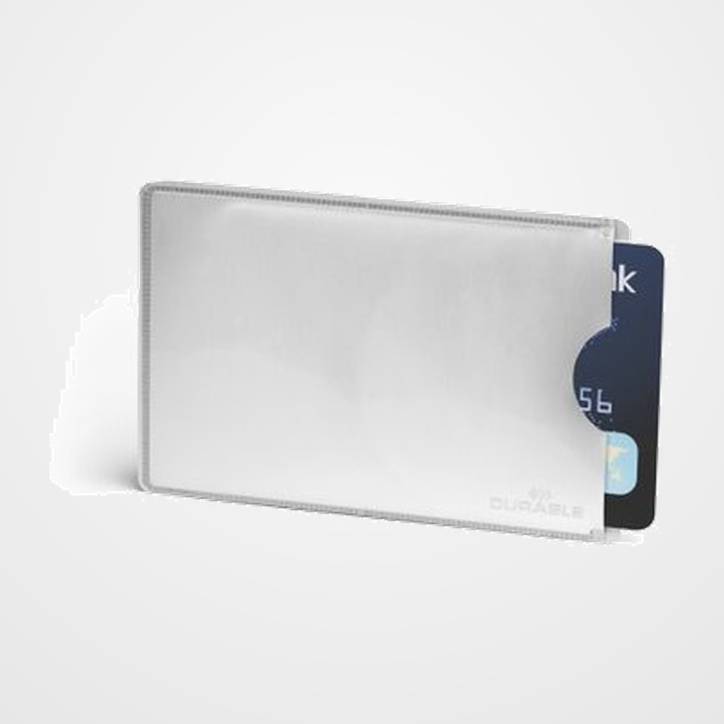 FUNDA TARJETAS DURABLE RFID PLATA BOLSA de 10