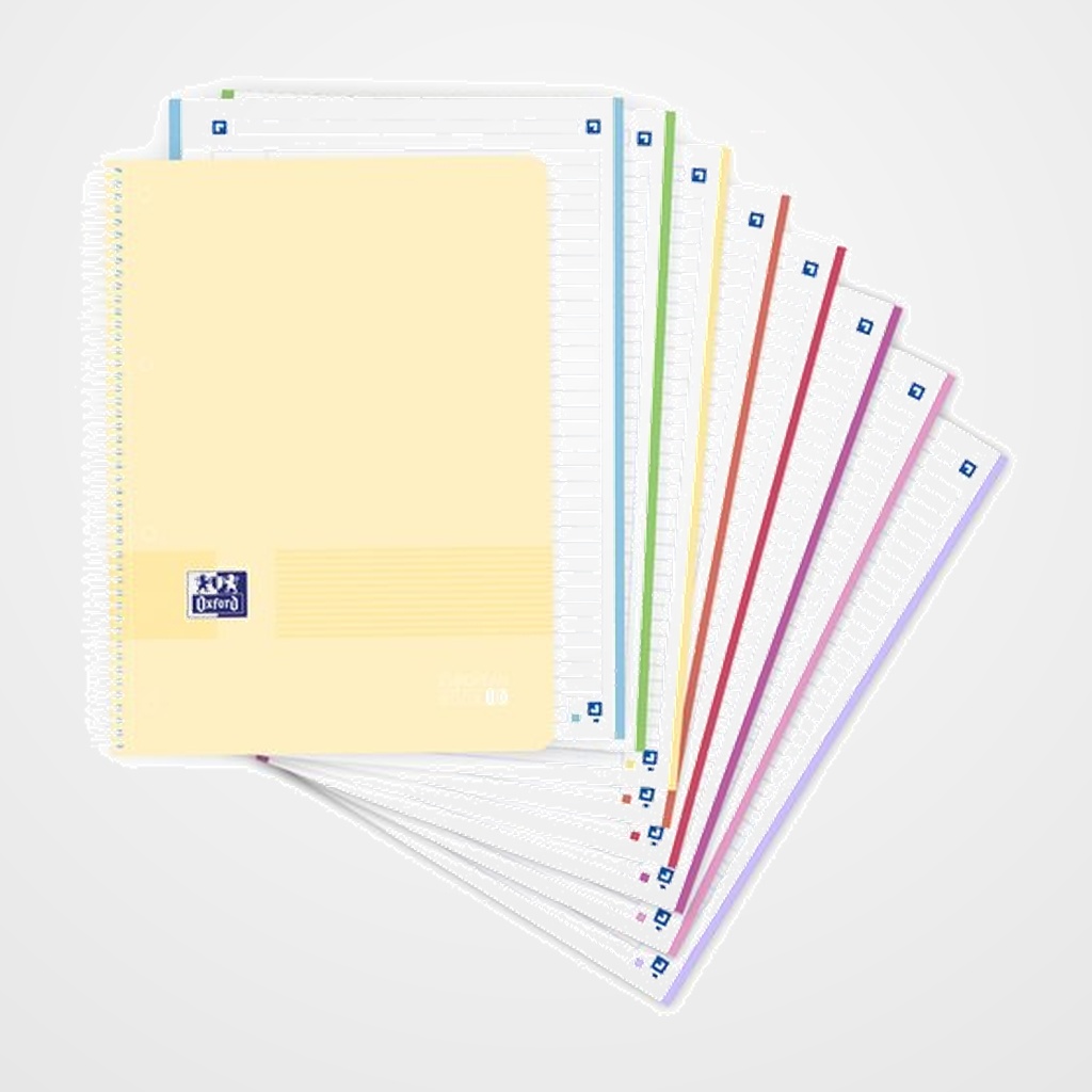 BLOC OXFORD SCHOOL EU.BOOK 8 LIVE&GO micro.tapa PP A4+ 160h HORIZONTAL 90g SURTIDO PASTEL (5 col.)