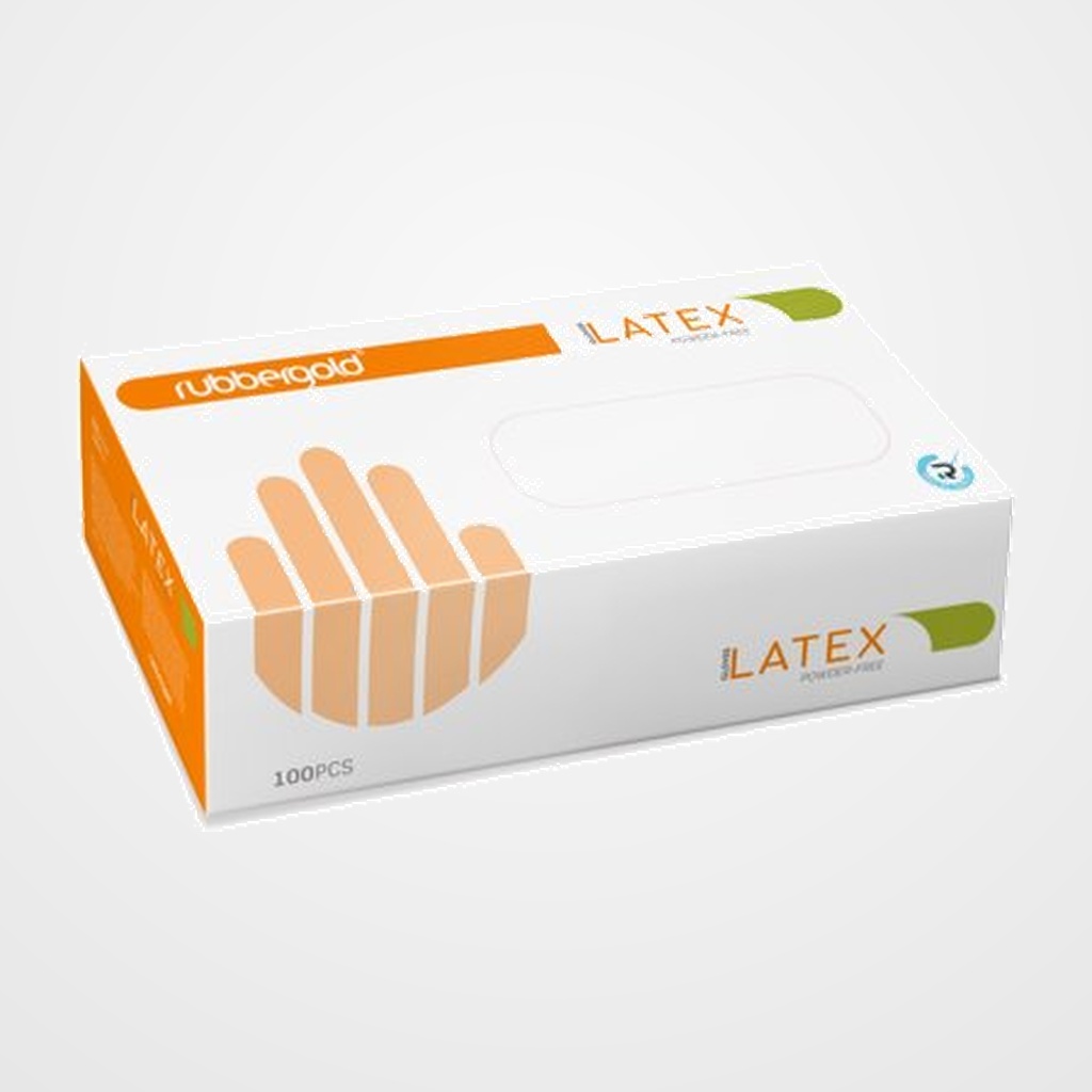 GUANTES RUBBEGOLD LATEX SIN POLVO TALLA S CAJA de 100