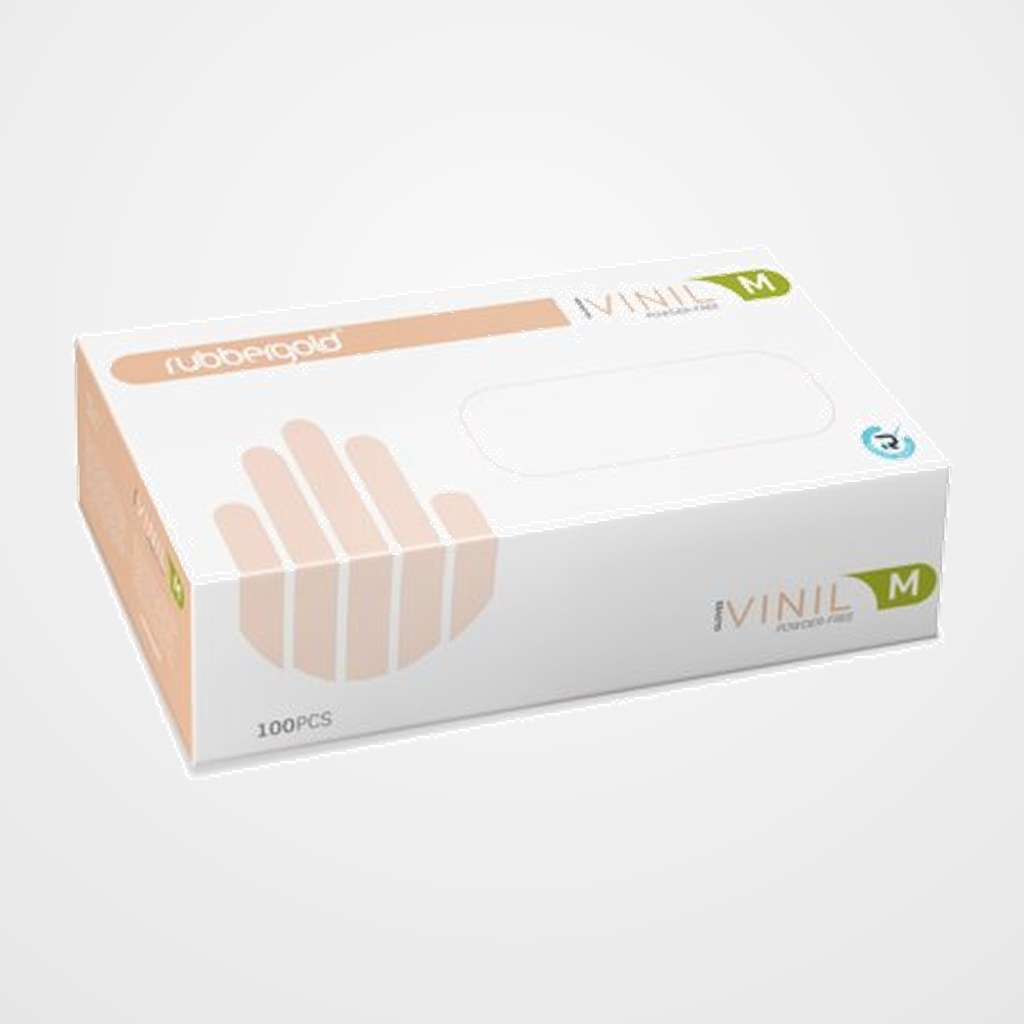 GUANTES RUBBEGOLD VINILO TALLA M CAJA de 100