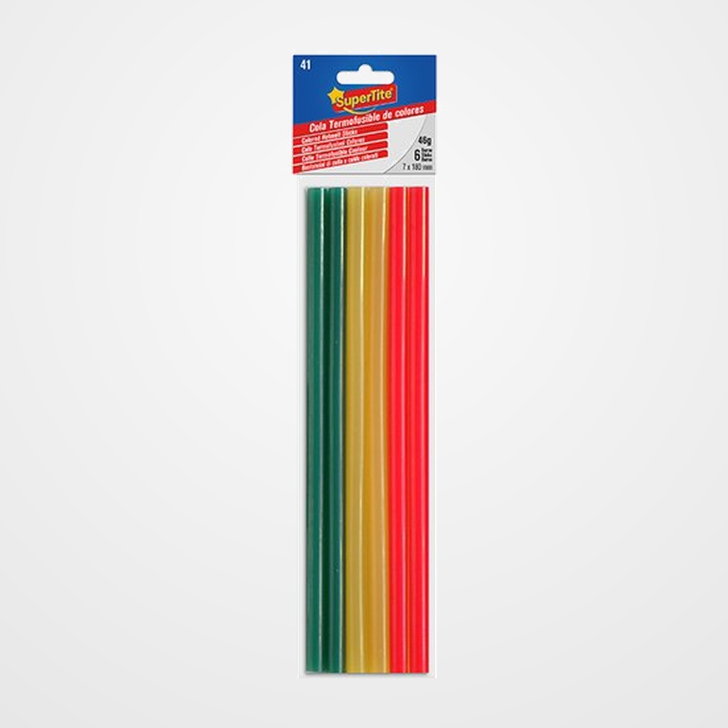 COLA TERMOFUSIBLE en BARRA SUPERTITE 7x180 mm. blister de 6 SURTIDO
