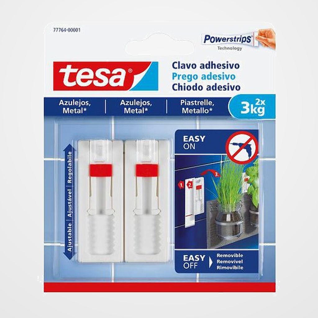 CLAVO ADHESIVO TESA AJUSTABLE PARA AZULEJOS Y METAL 3 Kg