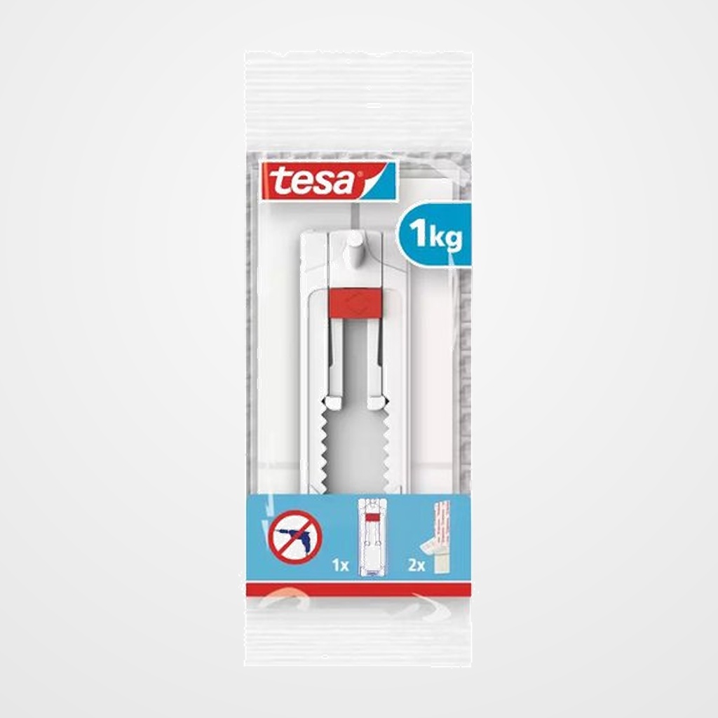 CLAVO ADHESIVO TESA AJUSTABLE PARA PAREDES PINTADAS Y YESO 1 Kg Blister de 1