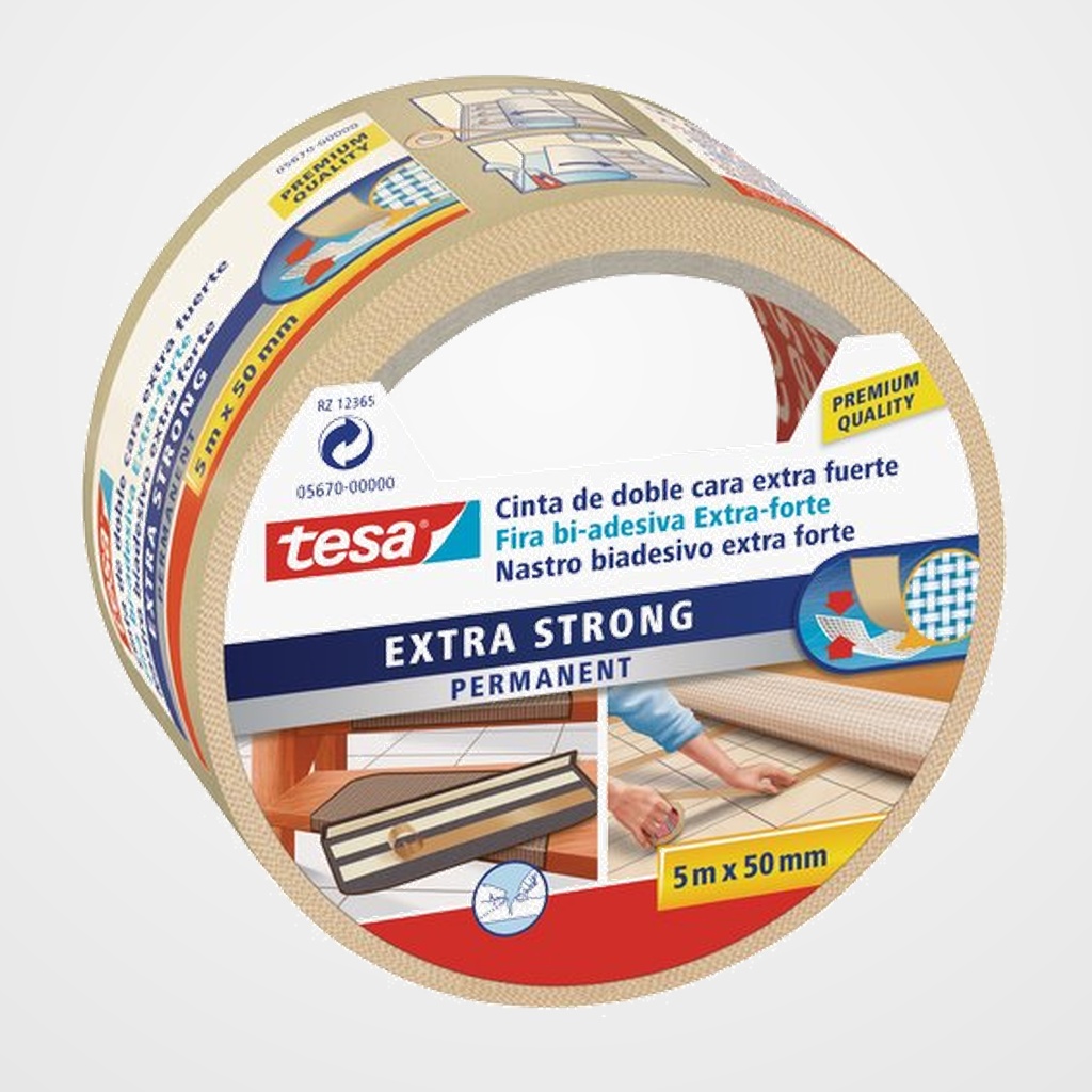 CINTA ADHESIVA DOBLE CARA TESA MOQUETAS rollo  5x50 EXTRA FUERTE