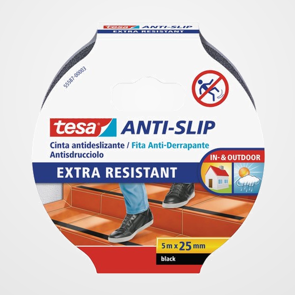 CINTA ADHESIVA TESA ANTIDESLIZANTE rollo 5x25 NEGRO