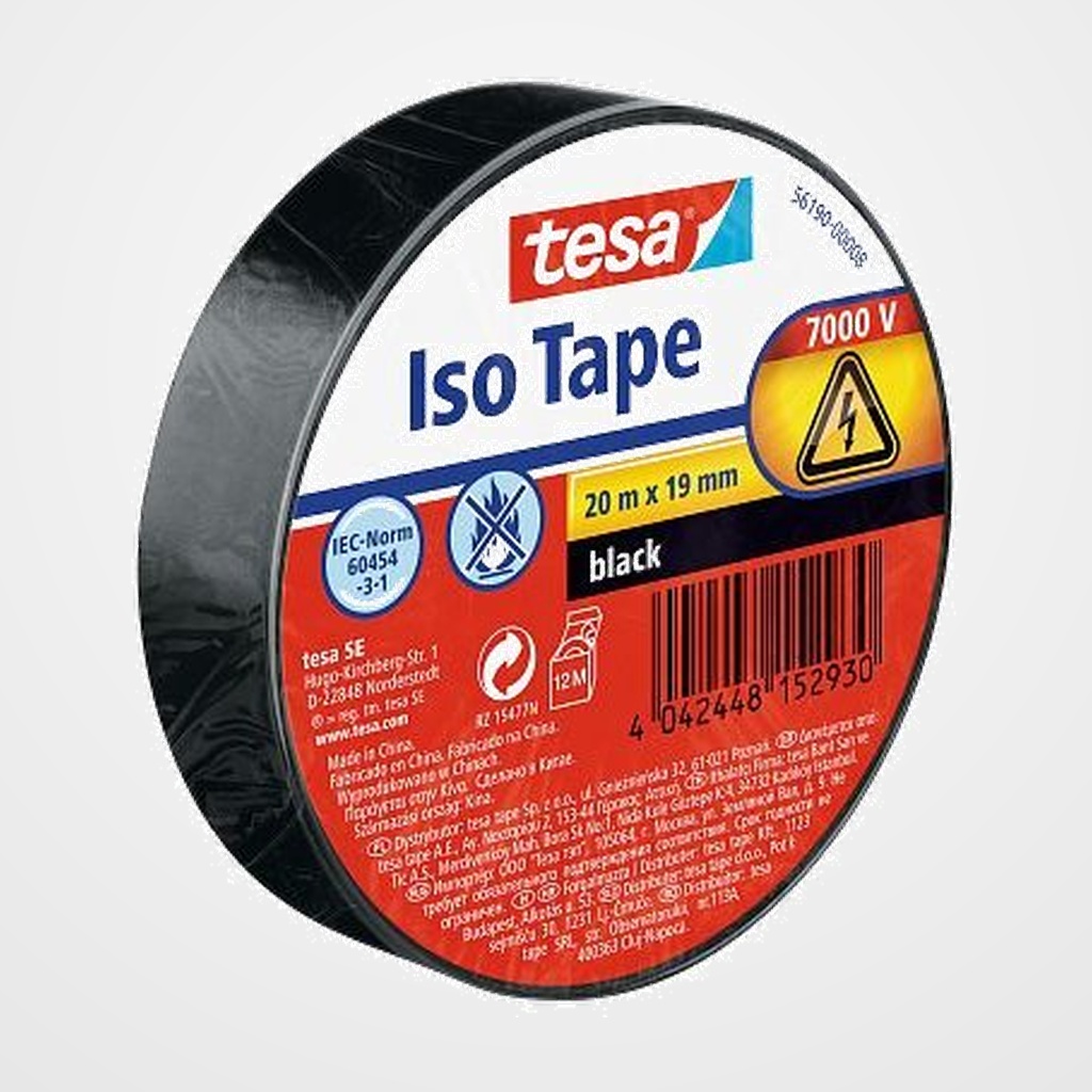 CINTA AISLANTE TESA PVC rollo 20x19 NEGRO