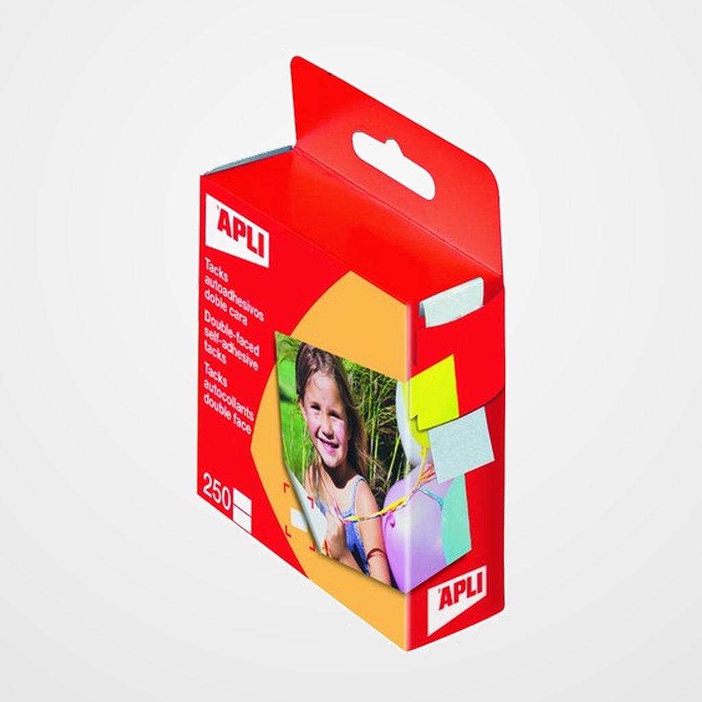 CINTA ADHESIVA DOBLE CARA APLI TACK de 12x16mm CAJA de 1000