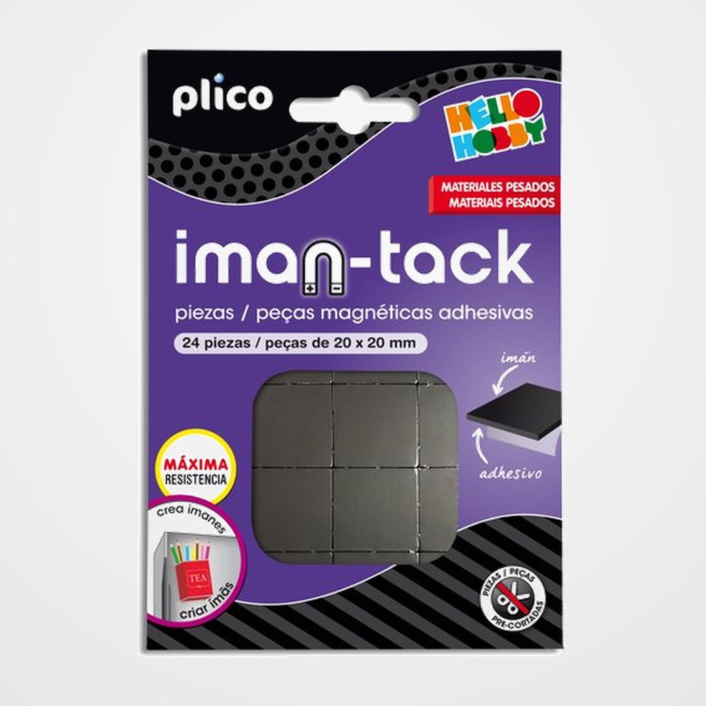CINTA ADHESIVA PLICO MAGNETICA IMAN-TACK MAXIMA RESISTENCIA 24 piezas 20mm x 20mm