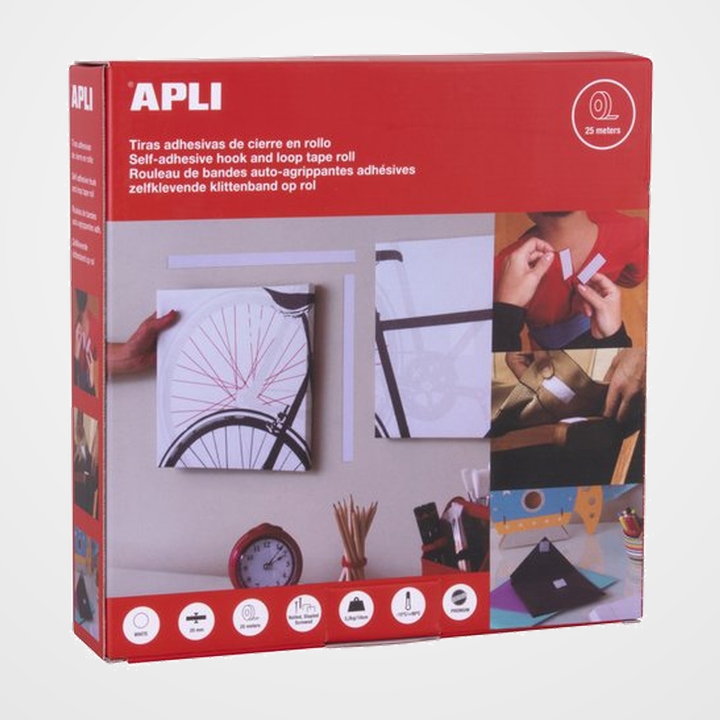 CINTA VELCRO APLI ADHESIVA 2x25m. BLANCO