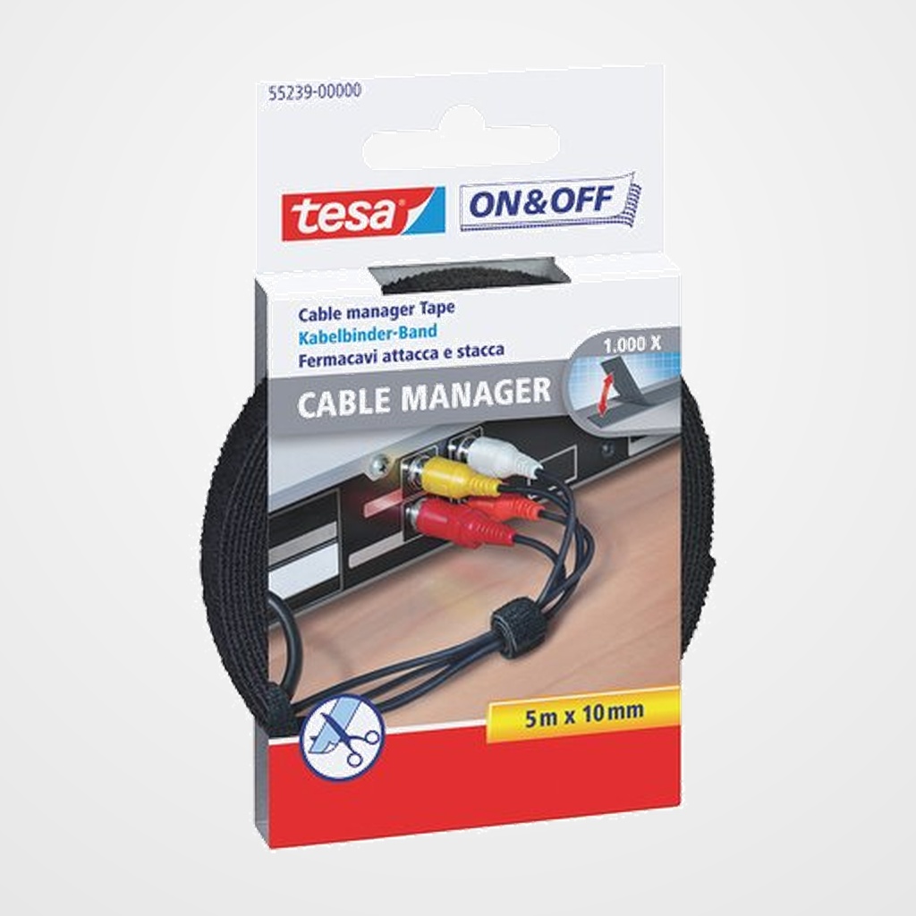 CINTA VELCRO TESA ON&OFF para AGRUPAR CABLES rollo 5x10 NEGRO