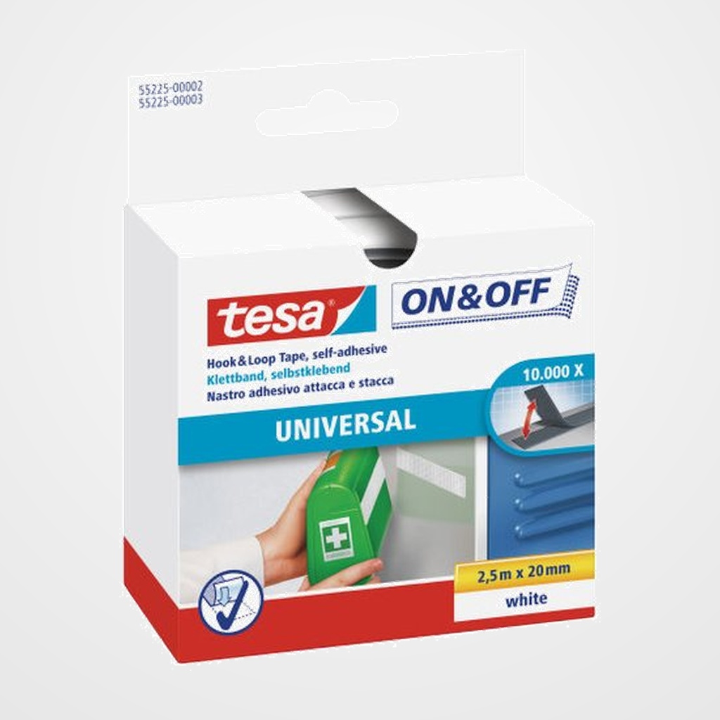CINTA VELCRO TESA ON&OFF rollo 2,5x20 BLANCO