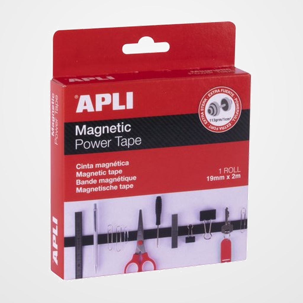 CINTA ADHESIVA APLI MAGNETICA POWER rollo 2m x 19mm