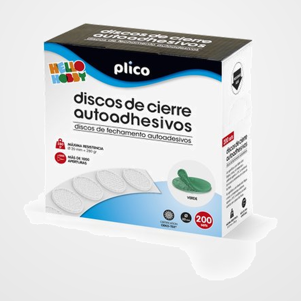 DISCOS CIERRE ADHESIVOS PLICO 20 Ø 200 CONJUNTOS MACHO/HEMBRA VERDE