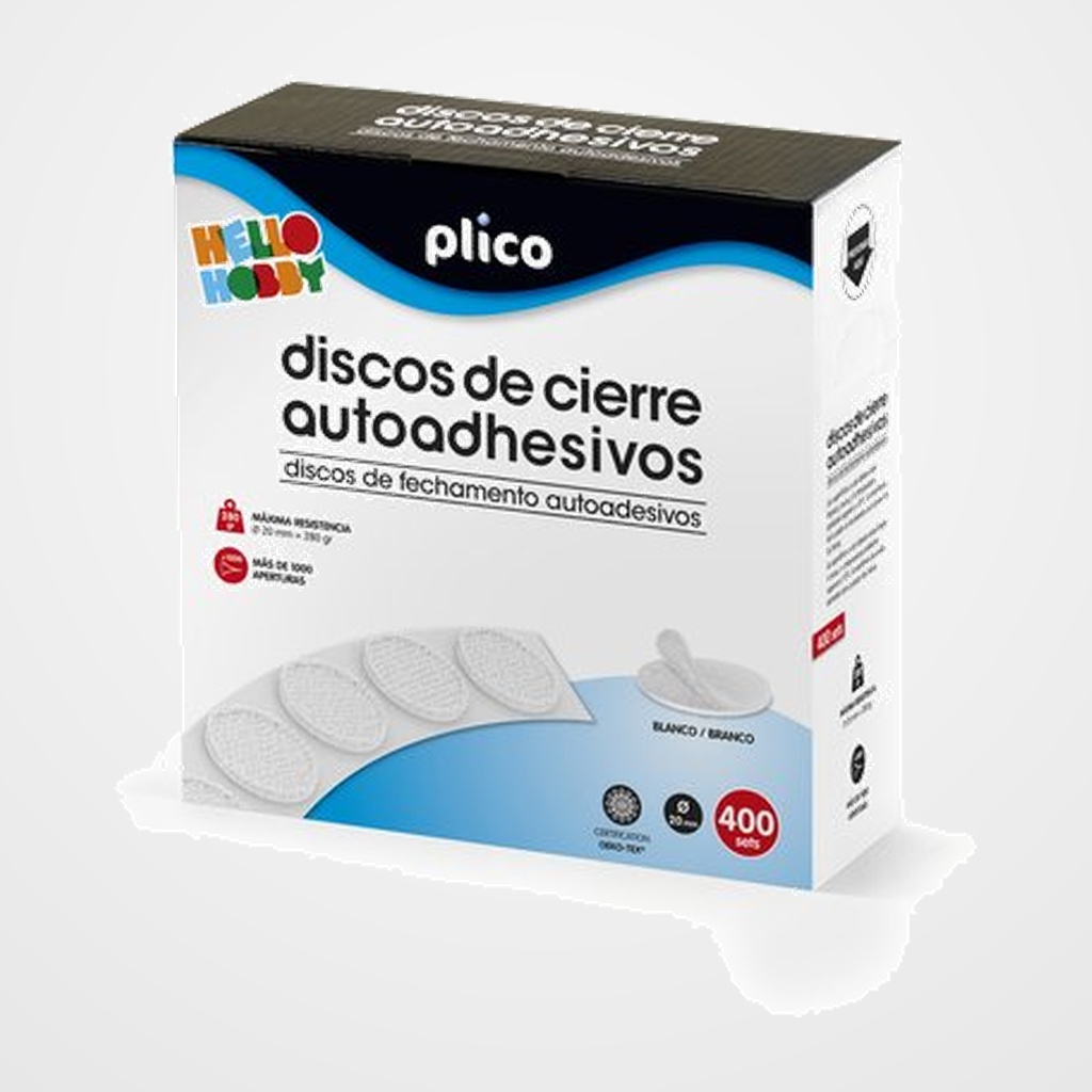 DISCOS CIERRE ADHESIVOS PLICO 20 Ø 400 CONJUNTOS MACHO/HEMBRA BLANCO