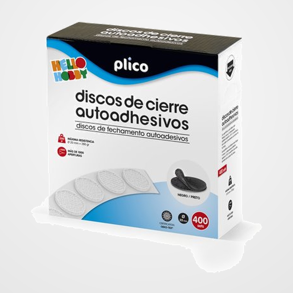 DISCOS CIERRE ADHESIVOS PLICO 20 Ø 400 CONJUNTOS MACHO/HEMBRA NEGRO