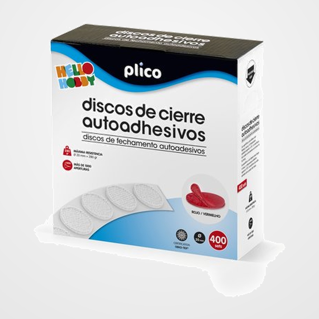 DISCOS CIERRE ADHESIVOS PLICO 20 Ø 400 CONJUNTOS MACHO/HEMBRA ROJO
