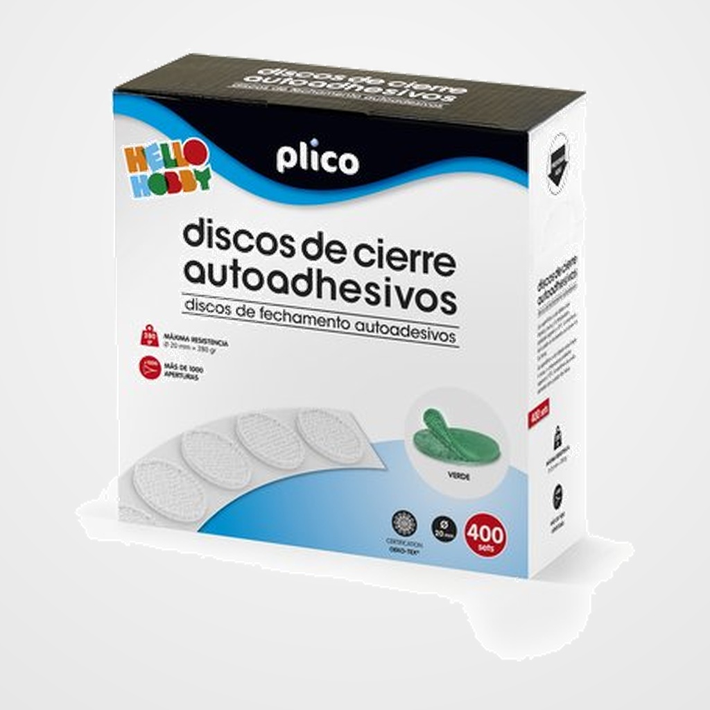 DISCOS CIERRE ADHESIVOS PLICO 20 Ø 400 CONJUNTOS MACHO/HEMBRA VERDE