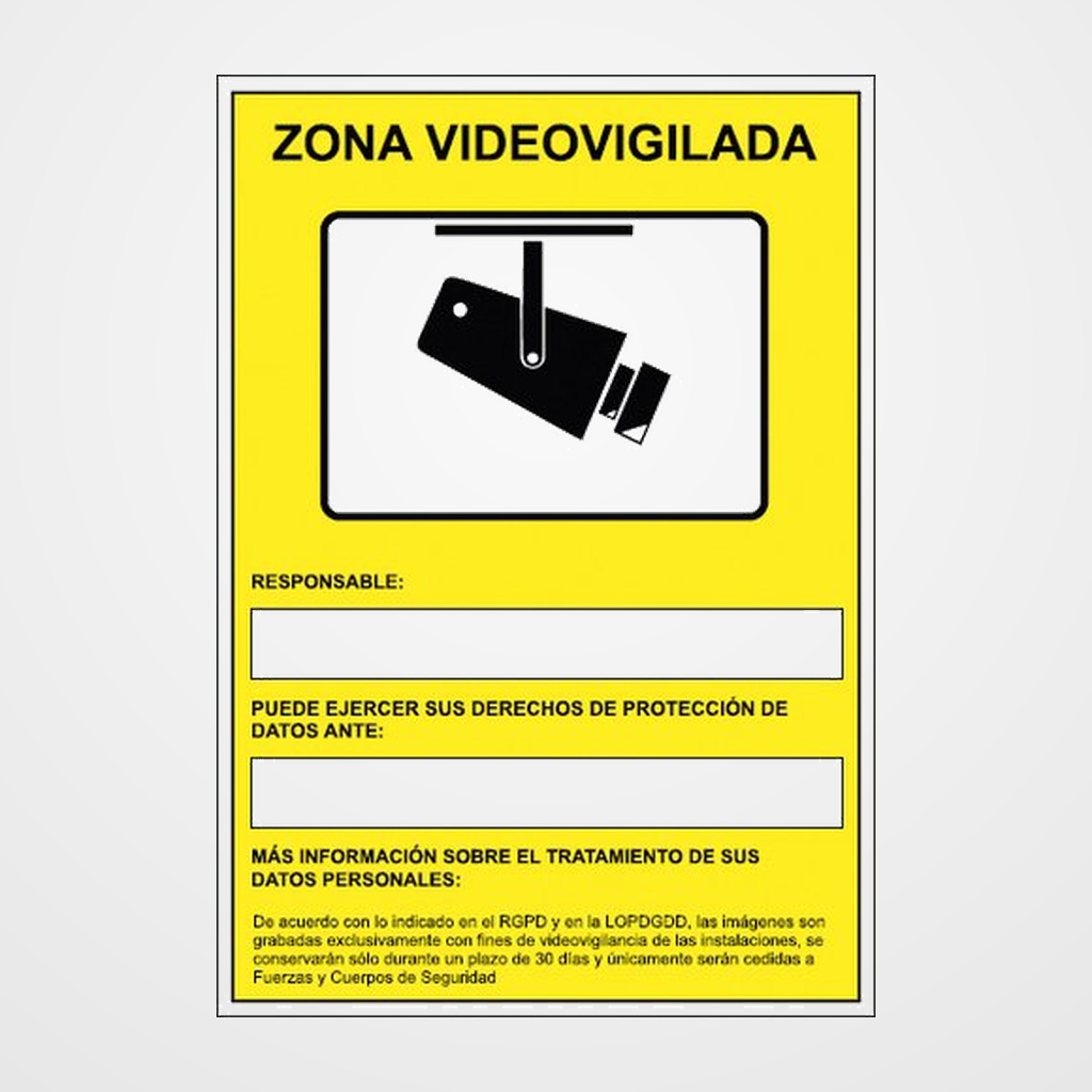 SEÑAL HOMOLOGADA CAMARA DE VIGILANCIA EN GRABACION LAS 24 HORAS PP AMARILLO