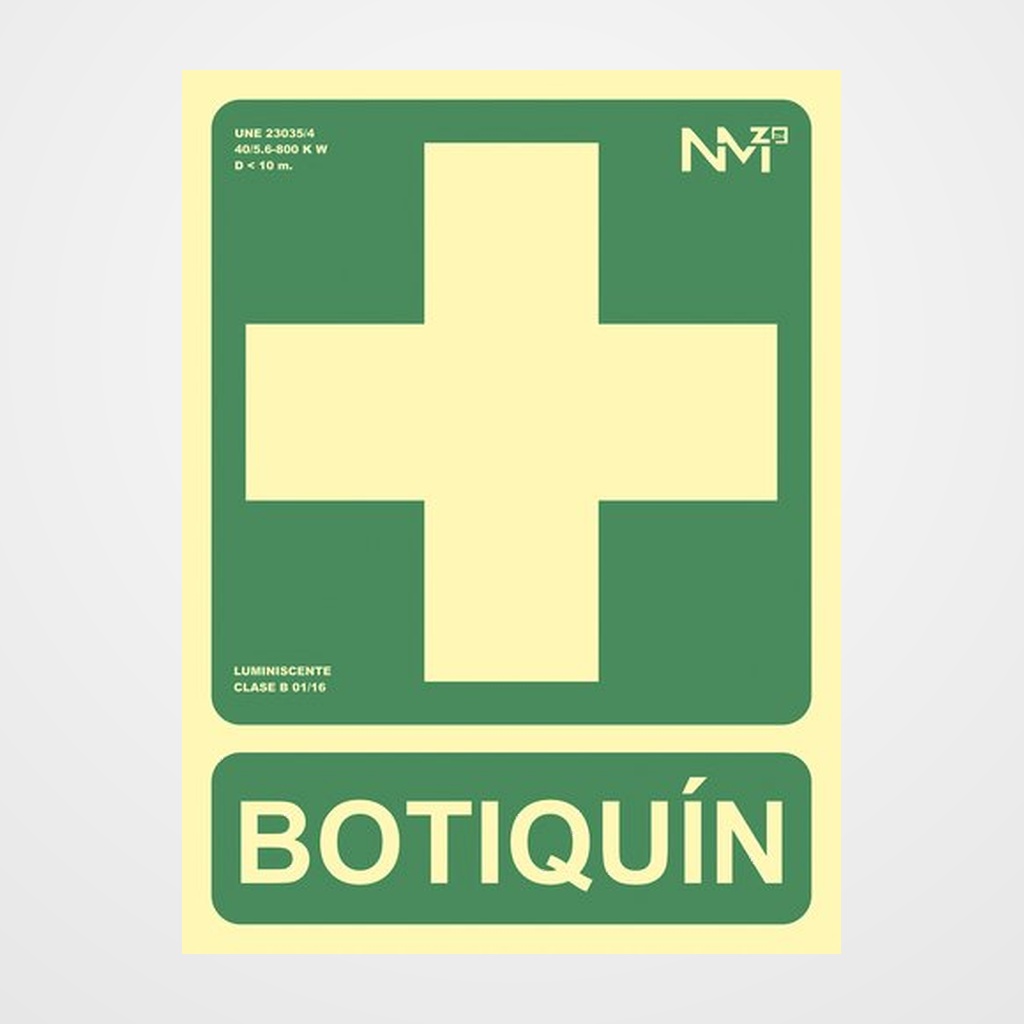 SEÑAL HOMOLOGADA FOTOLUMINISCENTE BOTIQUIN VERDE