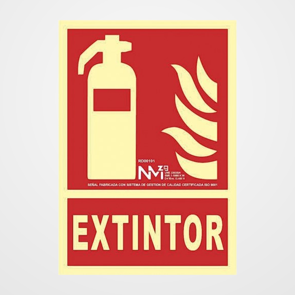 SEÑAL HOMOLOGADA FOTOLUMINISCENTE EXTINTOR PP ROJO