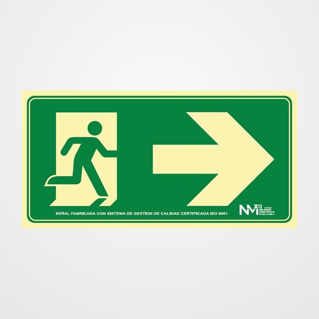 SEÑAL HOMOLOGADA FOTOLUMINISCENTE SALIDA DE EMERGENCIA DERECHA