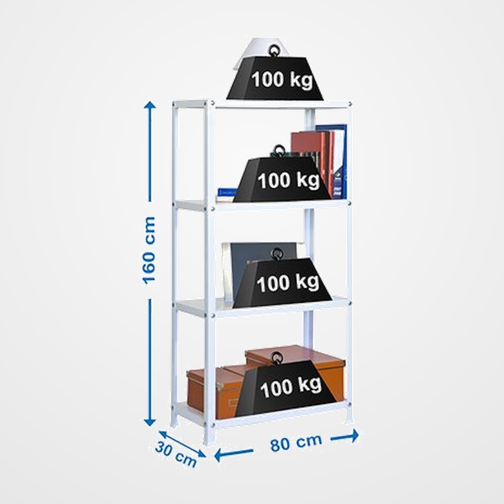 ESTANTERIA HOMECLASSIC MINI 4 ESTANTES BLANCO (soporta hasta 90Kg por balda)