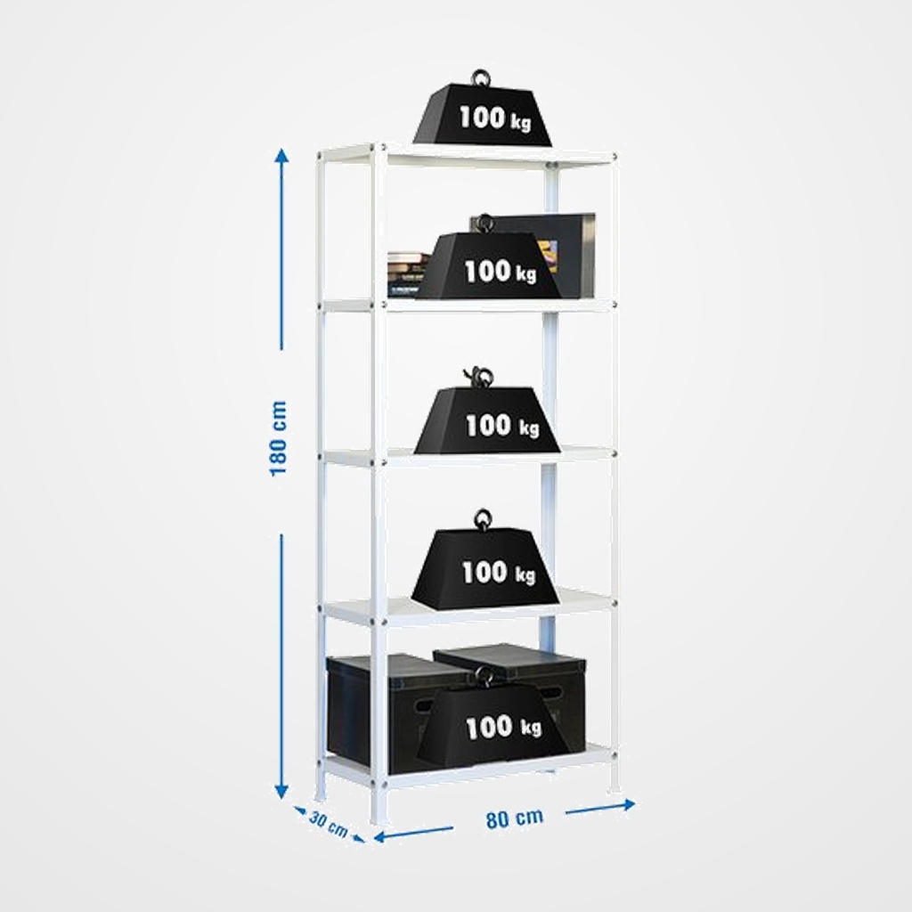 ESTANTERIA HOMECLASSIC MINI 5 ESTANTES BLANCO (soporta hasta 90Kg por balda)