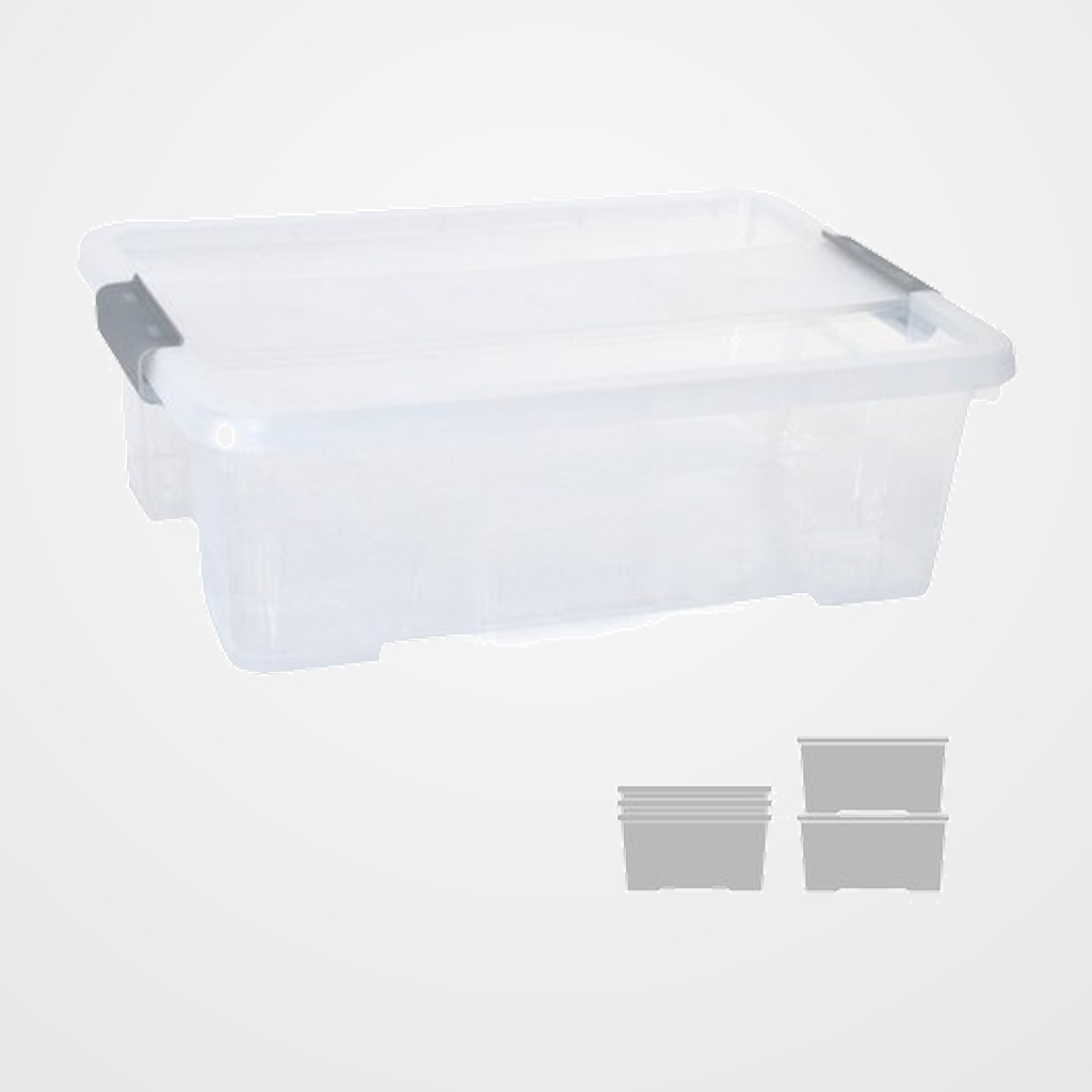CAJA ALMACENAMIENTO A.2000 CON TAPA 10 LITROS DE PP APILABLE CRISTAL TRANSPARENTE