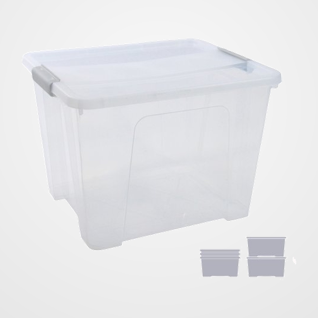 CAJA ALMACENAMIENTO A.2000 CON TAPA 32 LITROS DE PP APILABLE CRISTAL TRANSPARENTE