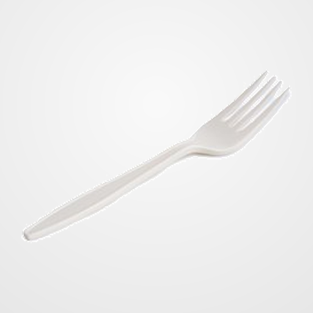 TENEDOR DE MAIZ BIODEGRADABLE 16.6cm. BLANCO PAQUETE de 50 (B03324)