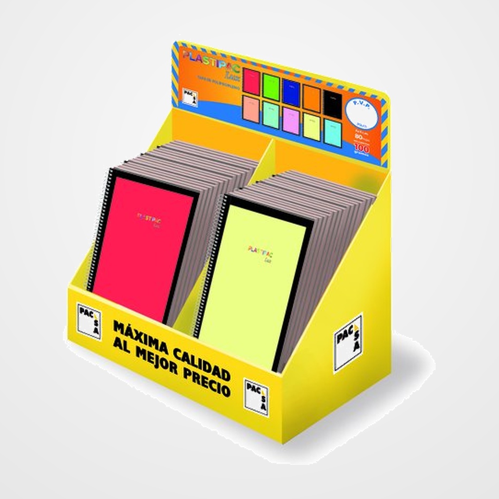 BLOC PACSA PLASTIPAC LUX tapa PP Fº 80h CUADRIC.4x4 100g EXPOSITOR DE 40