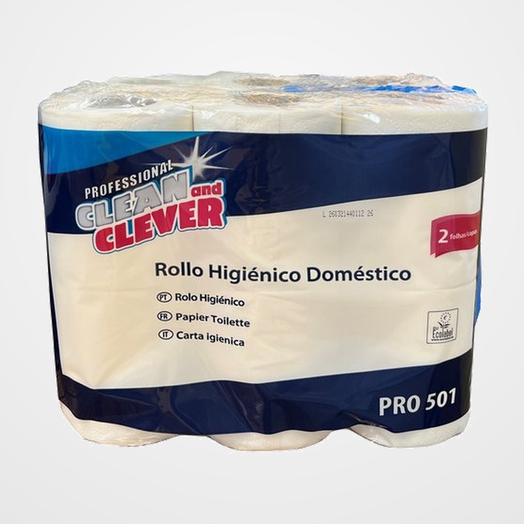 PAPEL HIGIENICO DAMACEL/CLEVER DOMESTICO  2 CAPAS 23 METROS