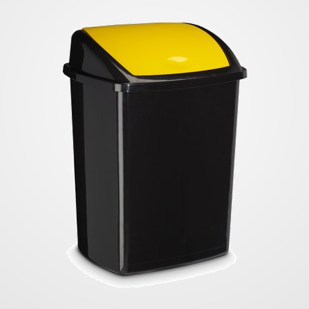 PAPELERA PLASTICO CON TAPA BASCULANTE CEP 91947 50 LITROS AMARILLO